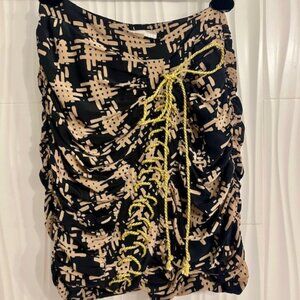 Bensoni Ruched Print Skirt with Lace-Up Detail